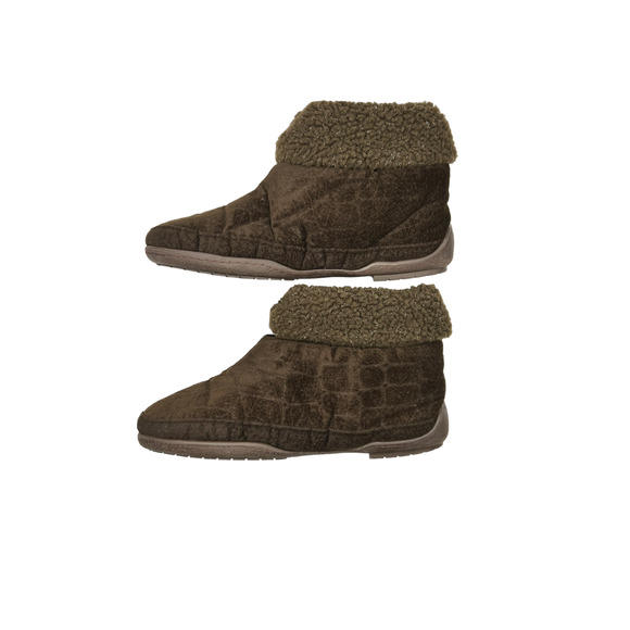 Dearfoams Brown Sherpa Fleece Boot Slippers Size 8 - Picture 2 of 6